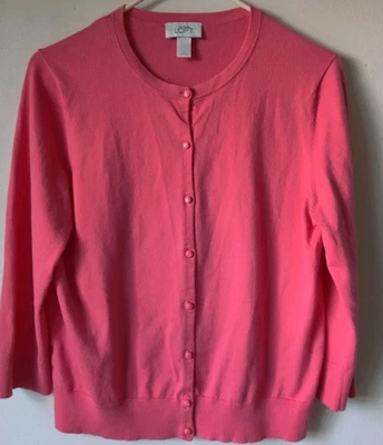 Cárdigan para mujer Loft manga 3/4 Pima mezcla algodón coral talla grande Foto 1 de 4