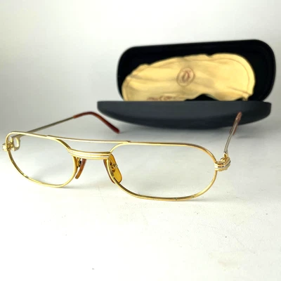 Vintage 80s Cartier Trinity Must Sunglasses gold silver 22K mens Elton John - Image 1 of 4