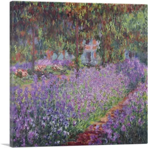 ARTCANVAS Irises in Monet's Garden Canvas Art Print by Claude Monet - Picture 1 of 11