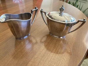 Vintage Nancy Deane for Wallace silver plated cream and sugar bowl with lid - Picture 1 of 4