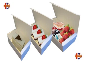 White Rectangular Boxes - Disposable Cake Pastries Food Sandwich Take Away Box - Picture 1 of 6