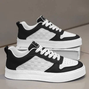 Casual Lace-up Sneakers - Men's Fashion Breathable Plaid Flats Shoes - Picture 1 of 25