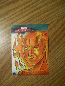 2008 Marvel Masterpieces color Sketch card- Human Torch