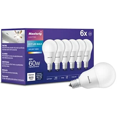 6 Pack E17 Intermediate Base LED Bulb, 6W,  G14 Globe Ceiling Fan Light Bulbs - Image 1 of 4