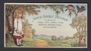 TARJETA DE COMERCIO MÉDICA PECTORAL AYERS CEREZA LOWELL MASSACHUSETTS EE. UU. FINALES DE 1800 - Imagen 1 de 2