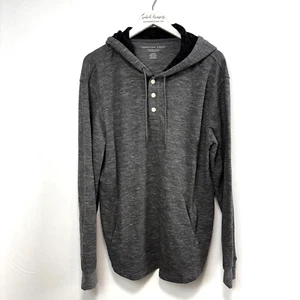 Nueva Sudadera con Capucha American Eagle Gris Henley Manga Larga Pullover Súper Suave Estándar M - Imagen 1 de 7