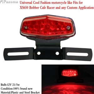 Lucas Style LED Motorcycle Stop Brake Tail Light License Plate Light w/ Red Lens - Picture 1 of 10
