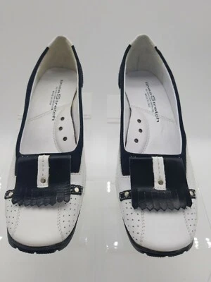 Tênis de golfe feminino Linea Stretch By Walter genuíno branco e preto tamanho 6 - Imagem 1 de 4