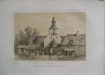 GRAVURE ANCIENNE XIXème NORMANDIE HONFLEUR NOTRE-DAME DE-GRACE  41 X 30 cm - Photo 1/2