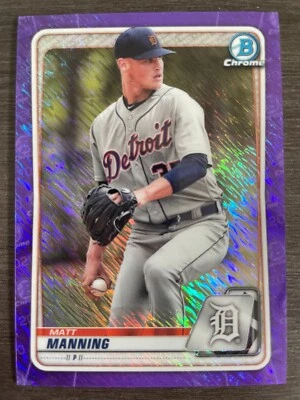 2020 Bowman Chrome Matt Manning Purple Shimmer Refractor Prospect #BCP-229 - Image 1 of 2