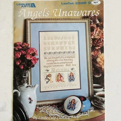 Vintage Leisure Arts Leaflet 2598 ANGELS UNAWARES Cross Stitch (1994) - Image 1 of 2