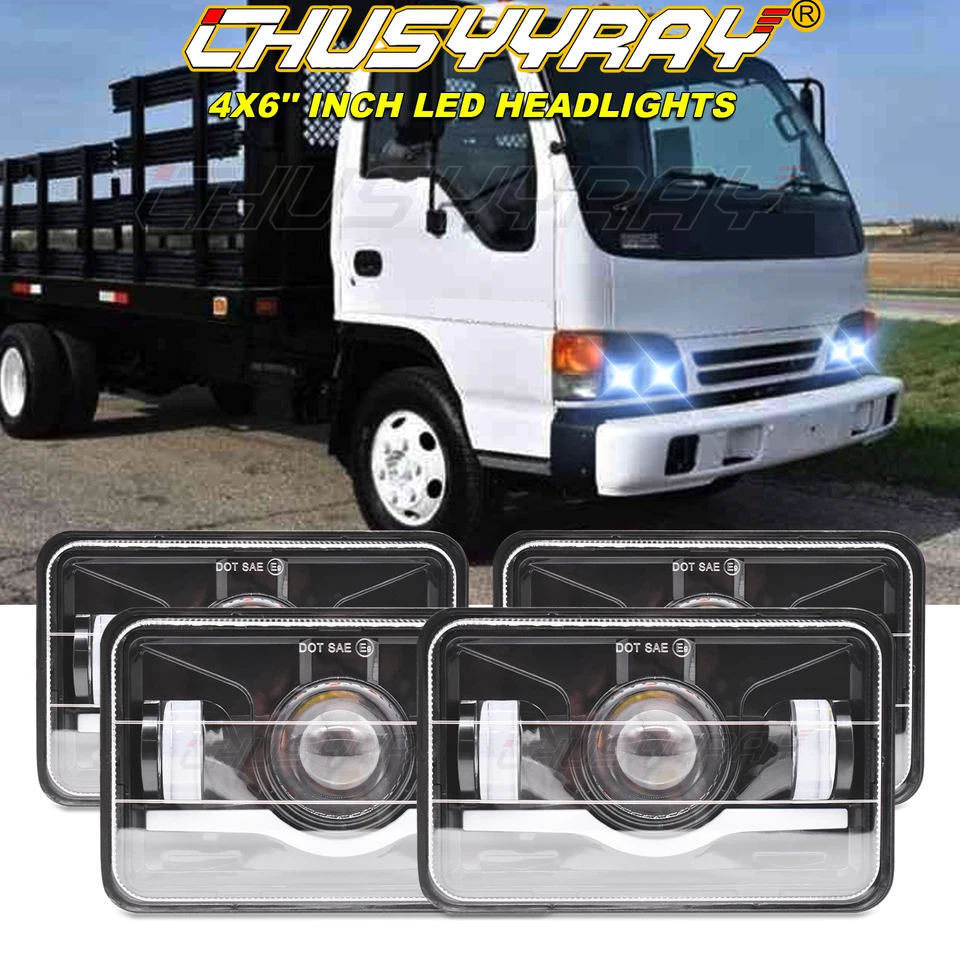 4件装4x6英寸LED车头灯高/低密封光束前照灯适用于五十铃NQR NPR NPR-HD FTR — 第 1/4 张图片