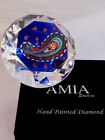 AMIA STUDIOS GIANT CRYSTAL PAPERWEIGHT IN ORIGINAL BOX DENVER HAND PAINTED