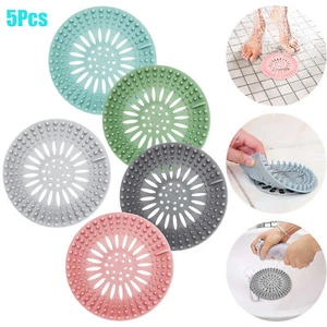 5x Hair Catcher Shower Drain Covers Protector Silicone Bathtub Sink Hair Stopper - Picture 1 of 6
