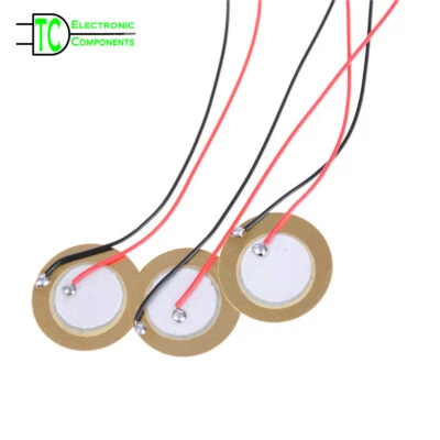 Piezo electric buzzer 20mm Ceramic wafer plate pre wired 3.7kHz to 7.4kHZ - Image 1 of 4