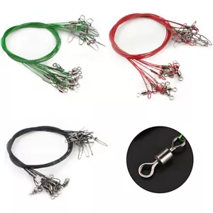 Superior Quality Fishing Steel Wire Leader With Snap Swivel 10pcs Bundle - Picture 1 of 23