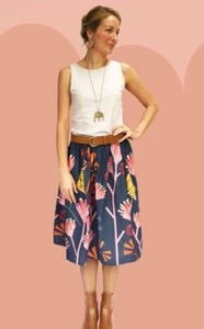 DOOPS DESIGNS Ladies Skirt Size Small Mauve Protea Cotton Midi Ethically Design - Picture 1 of 11