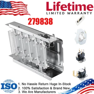 279838/279816 Dryer Heating Element Kit Parts For Whirlpool Roper Kenmore Maytag - Picture 1 of 12