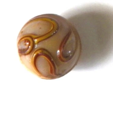 Bb Cream & Caramel Swirl OLD GLASS Overlay BUTTON Ball Shape  7/16" - Image 1 of 2