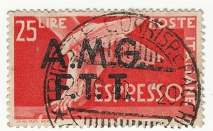 Trieste Zona A (AMG-FTT) - 25 L. Espresso arancio serie "Democratica" usato - Picture 1 of 1