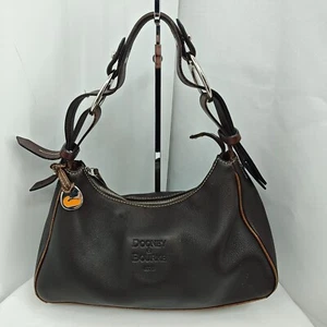 DOONEY BOURKE Smooth Grain Hobo Shoulder Bag Dark Brown Duck Tag - Picture 1 of 21