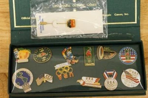 1996 Atlanta OLYMPICS Pin Collection in Display Box Sports Advertising Jewelry - Picture 1 of 6