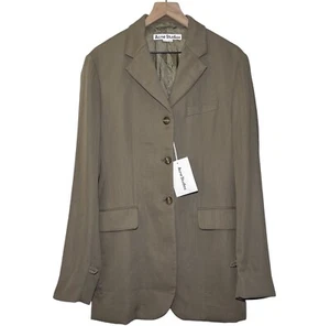 Acne Studios Women’s Jolcie Single-Breasted Wool Blazer in Mud Beige Size EU 38 - Picture 1 of 7