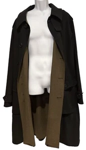 ARMANI COLLEZIONI CAR COAT LINED WATER REPEL BLACK ADJ WAIST HERREN MANTEL 48 - Picture 1 of 23