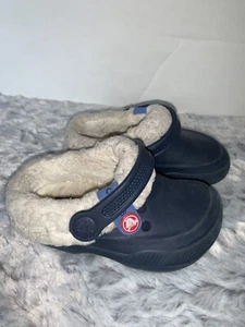 Crocs Mammoth Sherpa Lined Clogs Blue Junior Child 8-9 - Picture 1 of 6