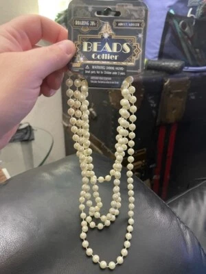 Aleta Marfil Plástico Perla Cuentas Disfraz Accesorio Rugiente Años 20’s Gran Gatsby Foto 1 de 2