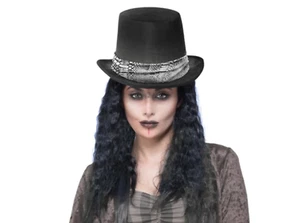 Gothic Rocker Top Hat With Wig Adult Halloween Fancy Dress Costume Accessory - Picture 1 of 1