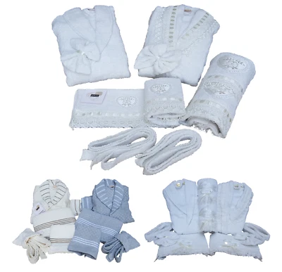 Set da 8 pezzi Uomo donna asciugamani bagno + 2 Accappatoio spugna cotone Ferlen - Immagine 1 di 4