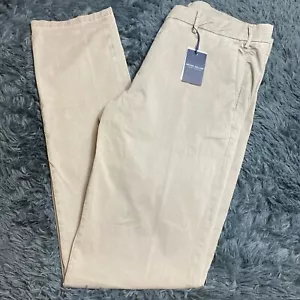 Peter Millar Mens Crown Crafted Flat Front Pants Khaki Cotton Stretch Sz 34 NWT - Picture 1 of 5