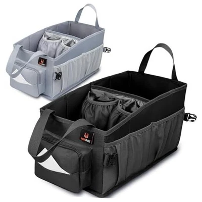 Organizador de coche para niños de fácil acceso con caja de pañuelos y portavasos para espalda NEGRO Foto 1 de 4