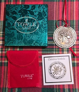 Toalla 1995 plata esterlina símbolos navideños bastones de caramelo adorno con caja y bolsa - Imagen 1 de 8