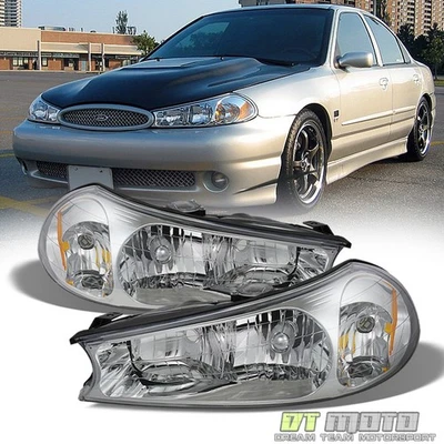 Fits 1998-2000 Ford Contour Replacement Headlights Headlamps Pair Set Left+Right - Image 1 of 3