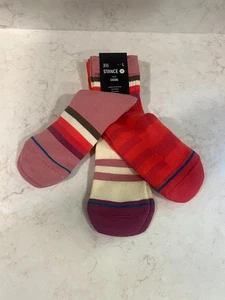Stance Youth Large 3-5.5 Casual Crew Socks 3 Pairs Pack Pink Multi Bold Move NWT - Picture 1 of 5