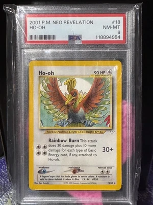 2001 Pokémon Neo Revelation Unlimited Regular Finish Ho-oh #18/64 - PSA 8 NM-MT - Image 1 of 2