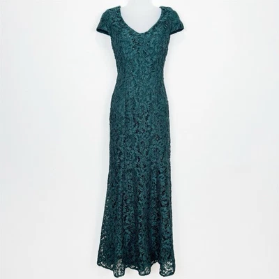 Alex Evenings Dress Womens 4 Green Embellished Maxi Gown Formal Feminine Event - Image 1 of 4