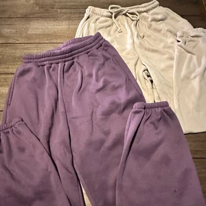 Two pairs of loungewear sweatpants Purple and Tan Size M - Picture 1 of 5