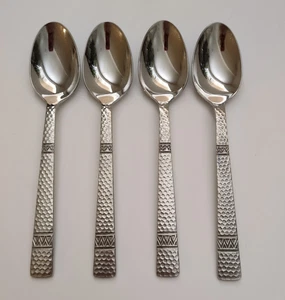 Wallace CHEYENNE 4 Soup Spoons Hammered 18/10 Stainless        (k33) - Picture 1 of 4