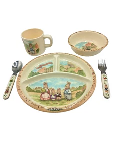 Peco Ware Durable Melamine "Sweet Family" 5-piece Children's Dish Set Vintage - Picture 1 of 24