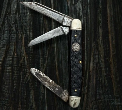 SHAPLEIGH KEEN KUTTER KIIS Vintage 3-Blade Bone Pocket Folding Knife  - Image 1 of 4