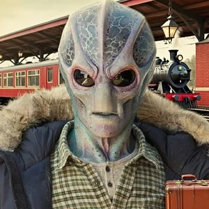 Colorido realista látex máscara alienígena guantes de colores para disfraces de Halloween - Imagen 1 de 4