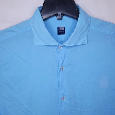 Fedeli Shirt Mens 17.5 Dusty Blue Panamino Lightweight - Image 1 of 4