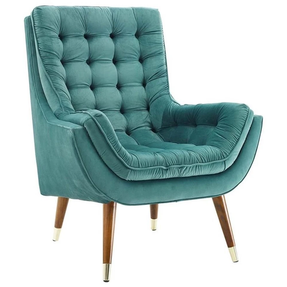 Modway Furniture Suggest Button Tufted Velvet Lounge Chair Teal -EEI-3001-TEA