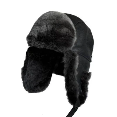 Handmade Real Winter Fur Shearling Sheepskin Trapper Hat Ushanka - Image 1 of 4