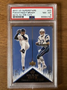 2002 Upper Deck Keys to the City Tom Brady Pedro Martinez Boston #K5 PSA 8 Pats