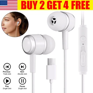 Type C USB-C Headphones Earphones with Mic For Samsung Galaxy S21 S22 Plus Ultra - Picture 1 of 10