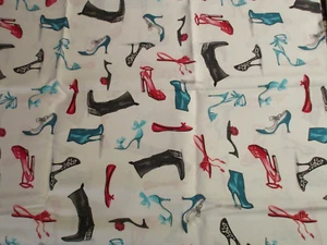 Cotton Fabric Shoes & Boots Who's That Girl?  WOF x 27" long Robert Kaufman - Picture 1 of 6